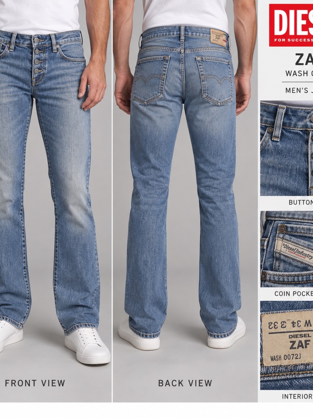 Diesel Men's Light Blue Bootcut Jeans